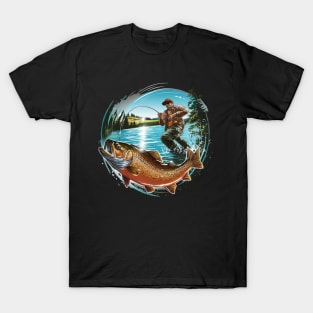 Cool Fishing For Men Women Fisherman Bass Trout Fish Hunting T-Shirt